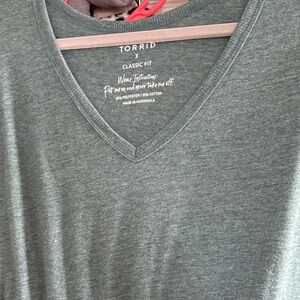 Torrid V-Neck Short Sleeve Tee - Dark Green